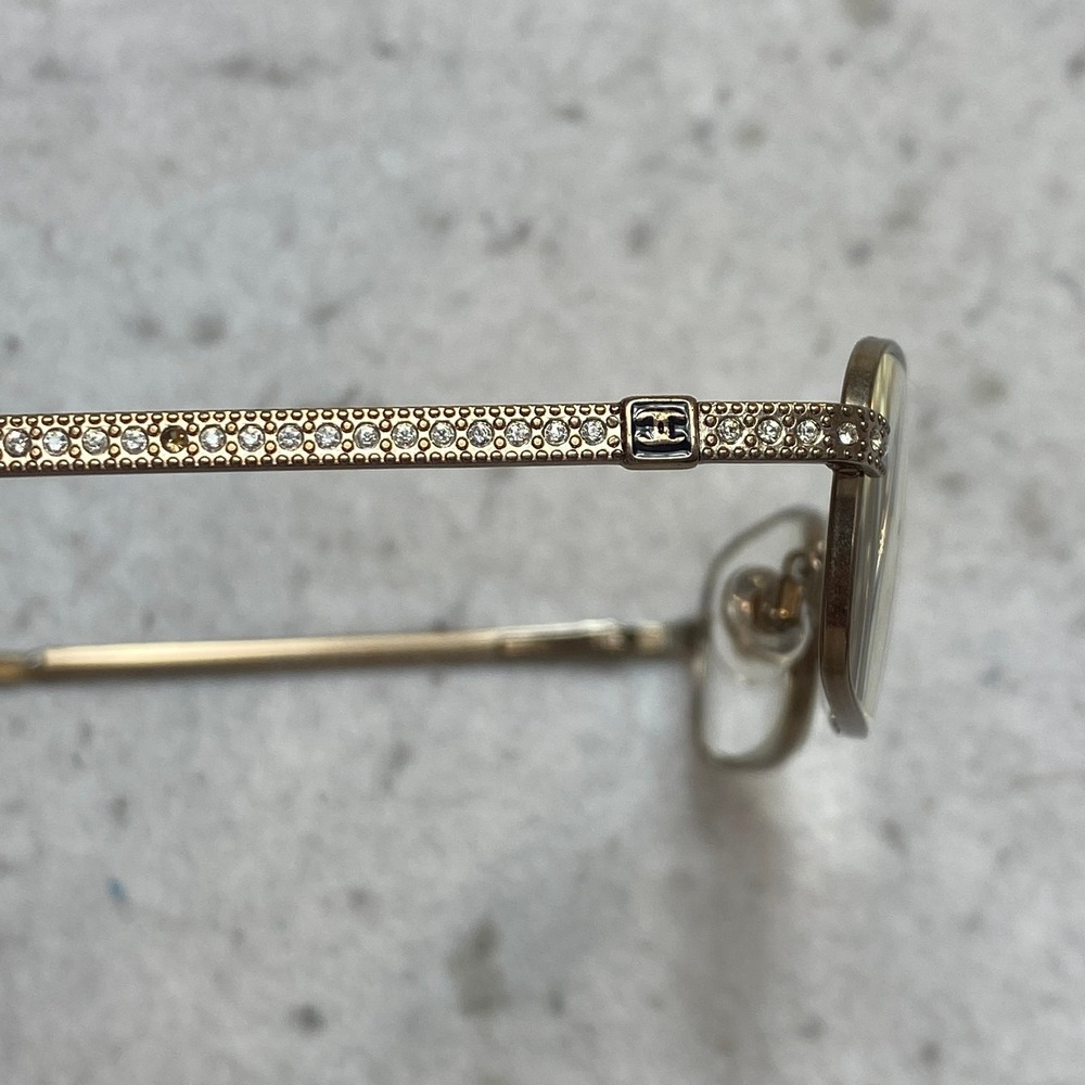 Chanel 2075-B c.304 Eyeglasses Gold Crystal Rectangle Frames Italy 51-17-135 - Picture 2 of 11